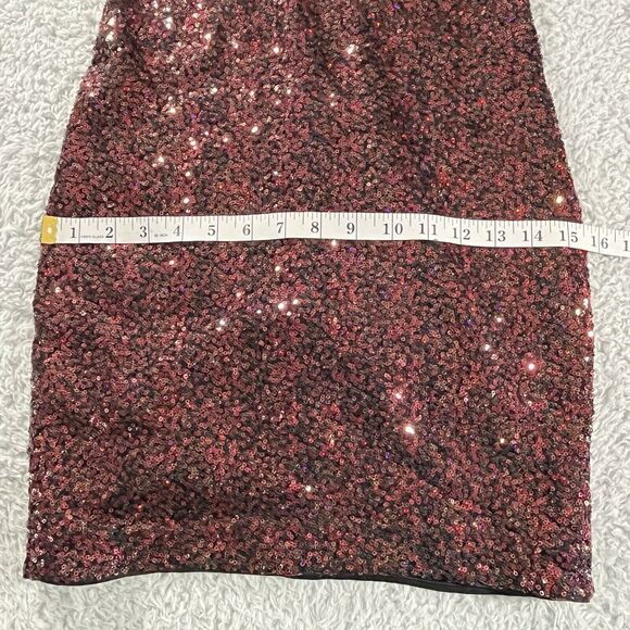 Express Sz 0 Red‎ Sequin Bodycon Mini Dress Holidays Party Cocktail Vamp - Picture 7 of 12